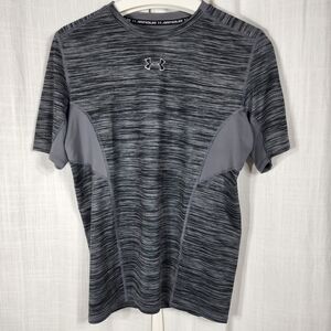 Under Armour Men's Black and Gray Short Sleeve Compression Tee